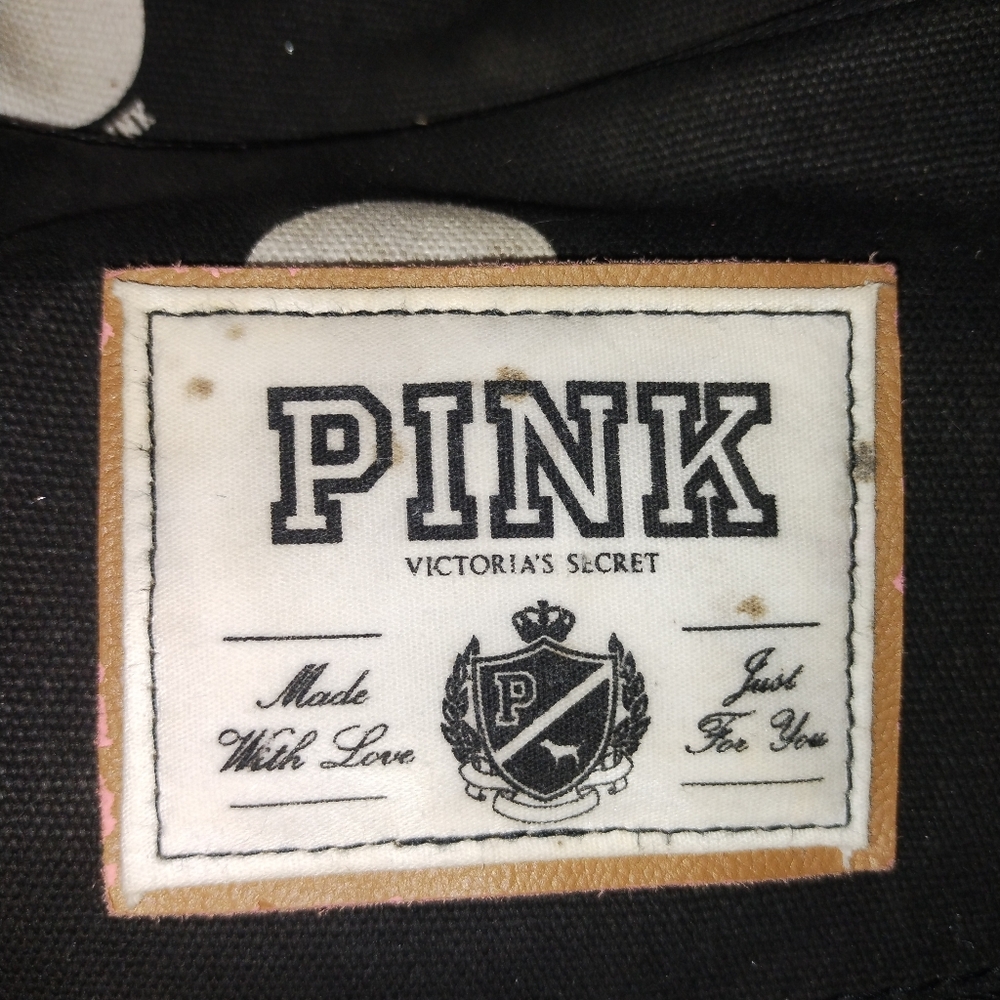 Vintage PINK Victoria's Secret Black and White Polka Dot Large Duffle Bag - Picture 8 of 16